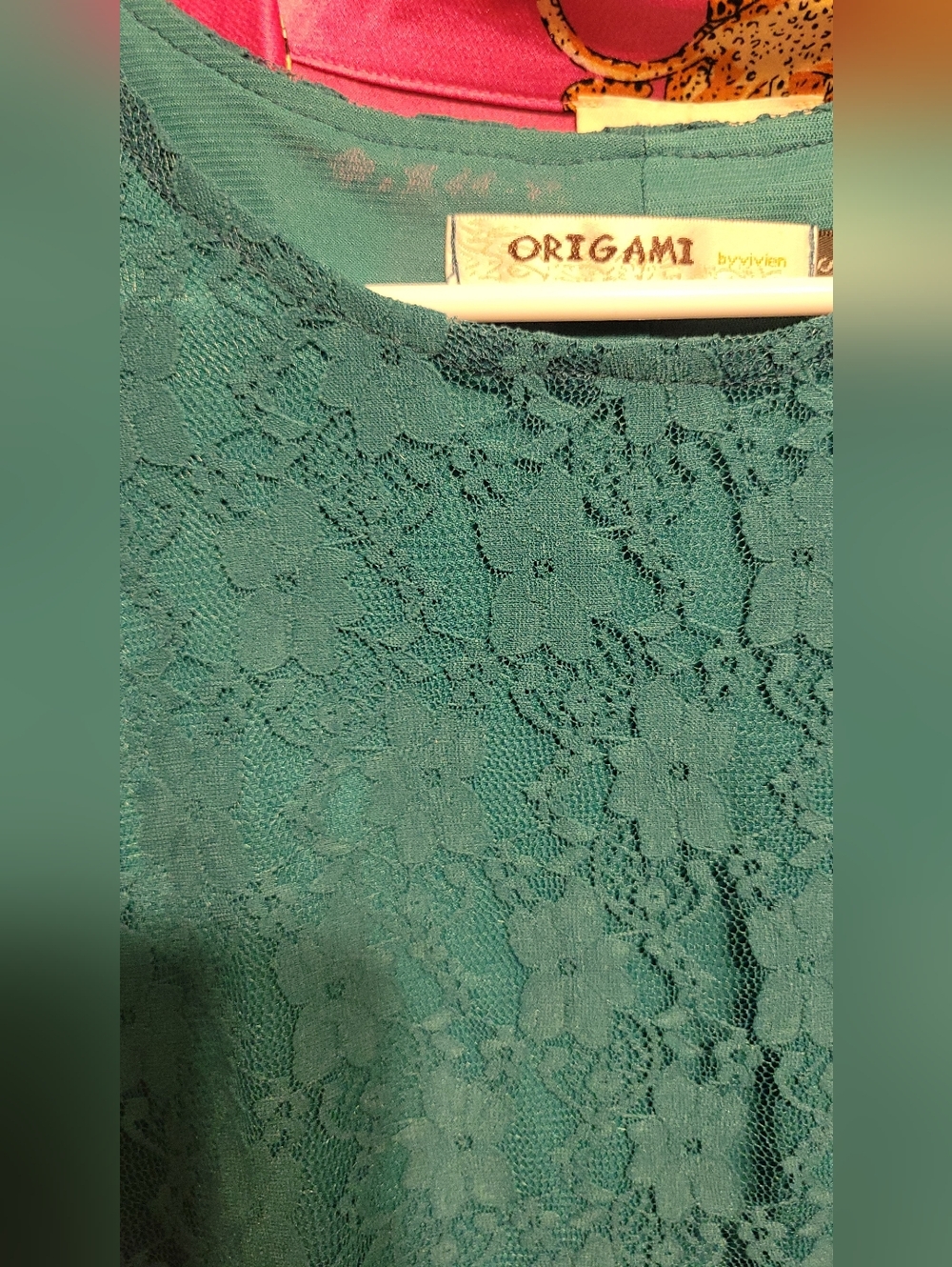 NIP Origami Hi-Lo Teal Lace Tunic - Picture 3 of 5
